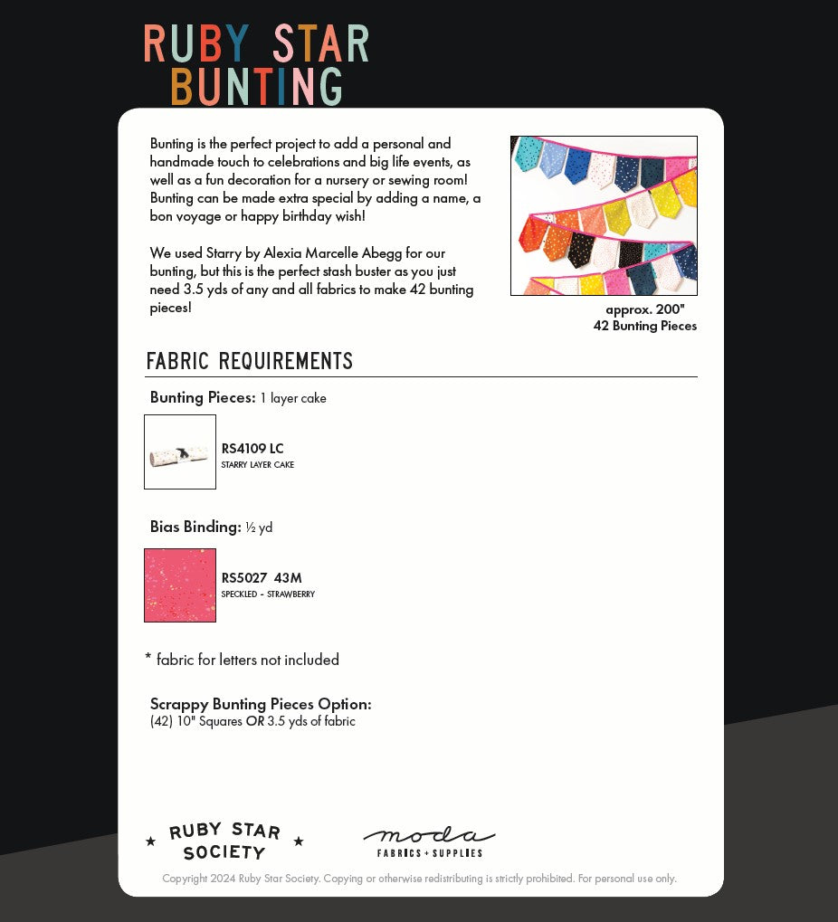 Ruby Star Bunting - FREE Bunting Pattern PDF Download