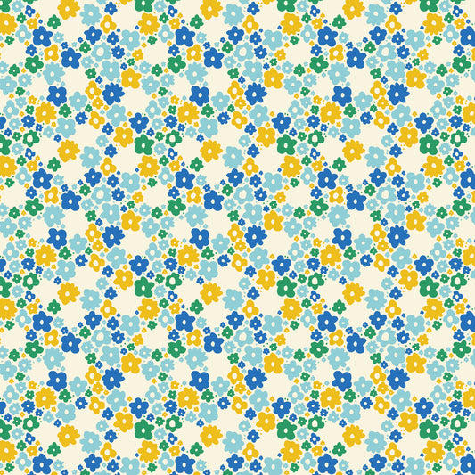 Cotton + Steel Margot Daisy - Field Of Periwinkle Fabric