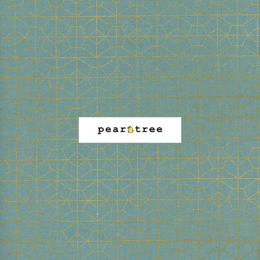 Cotton + Steel Geo Grid - Sky Metallic