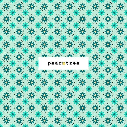 Cotton + Steel Daisies In Circles - Mint Fabric