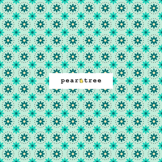 Cotton + Steel Daisies In Circles - Mint Fabric