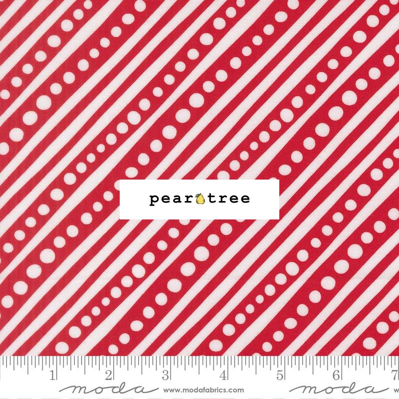 Moda Fabrics Poinsettia Red - Dotted Bias Stripe