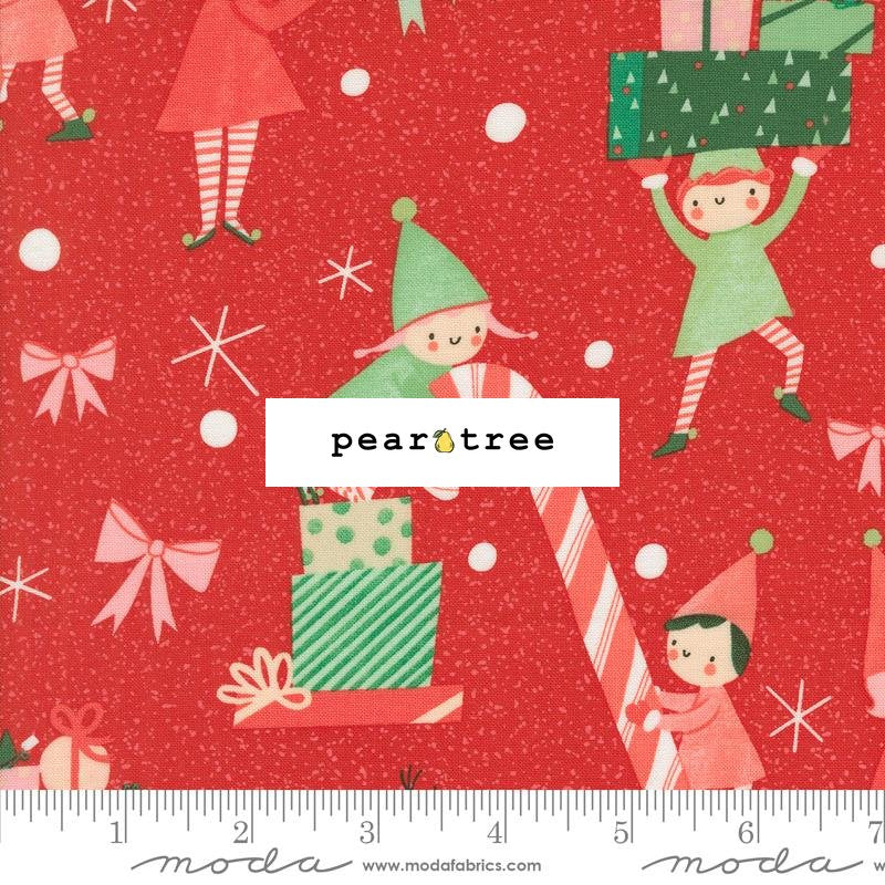 Moda Fabrics Red - Elves Novelty Christmas Presents Candy Cane