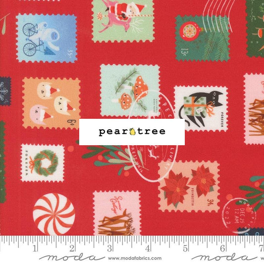 Moda Fabrics Christmas Red - Christmas Stamps
