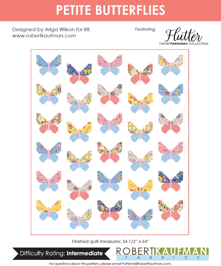Petite Butterflies by Robert Kaufman Fabrics- Free Quilting Pattern PDF Download