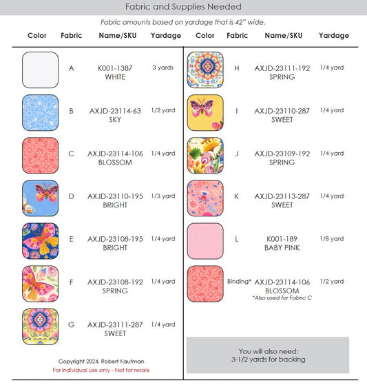 Petite Butterflies by Robert Kaufman Fabrics - Free Quilting Pattern PDF Download