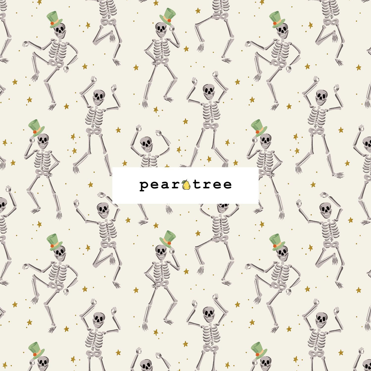 Rifle Paper Co Skeletons - Cream Metallic Fabric