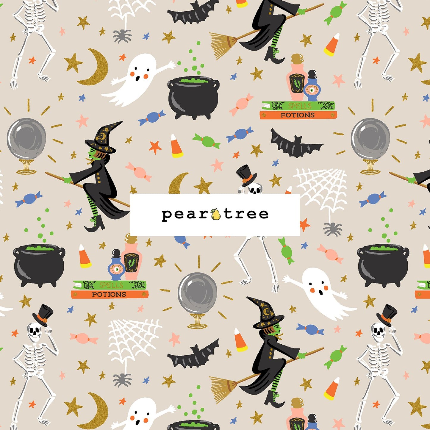 Rifle Paper Co Halloween Party - Linen Metallic Fabric