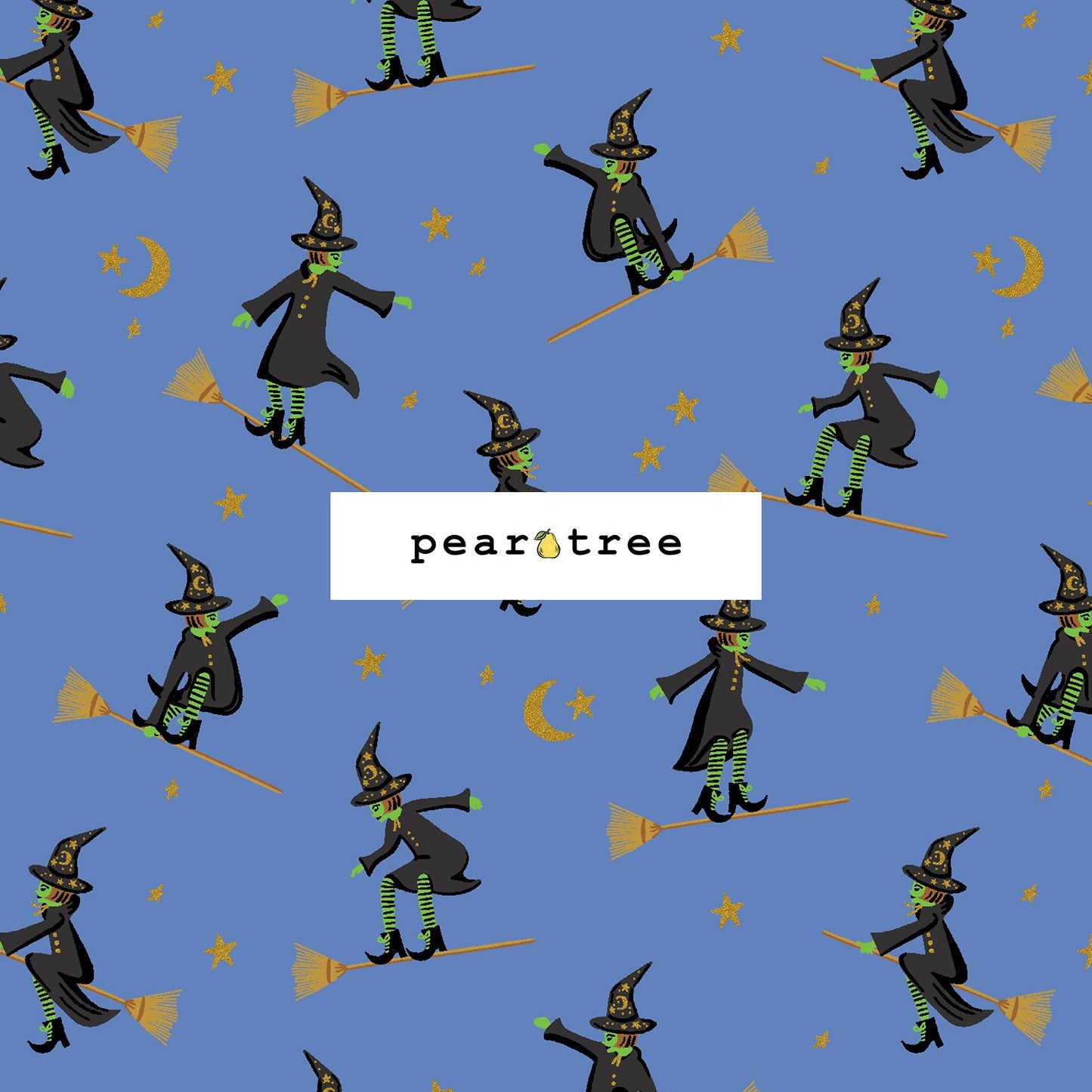 Rifle Paper Co Wicked Witches - Blue Metallic Fabric