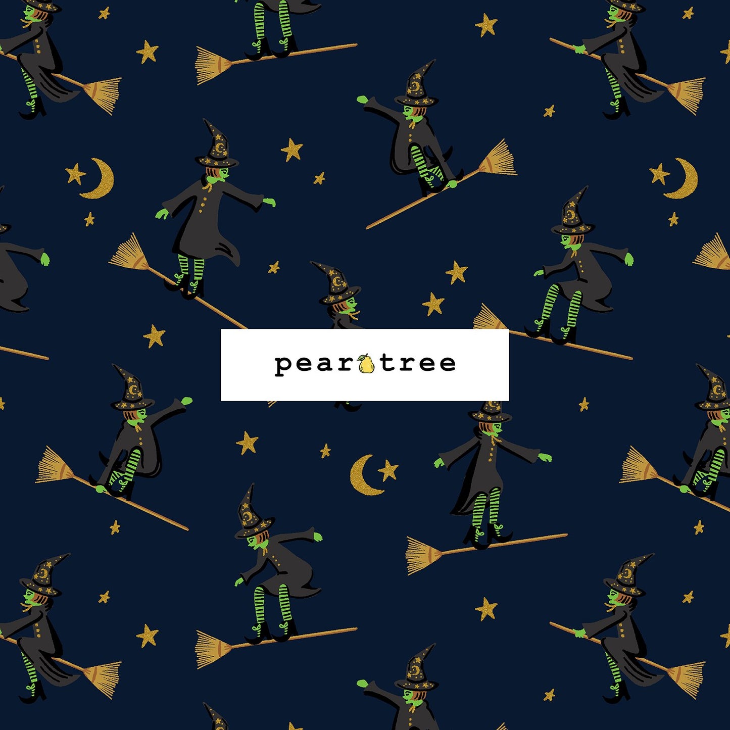 Rifle Paper Co Wicked Witches - Navy Metallic Fabric