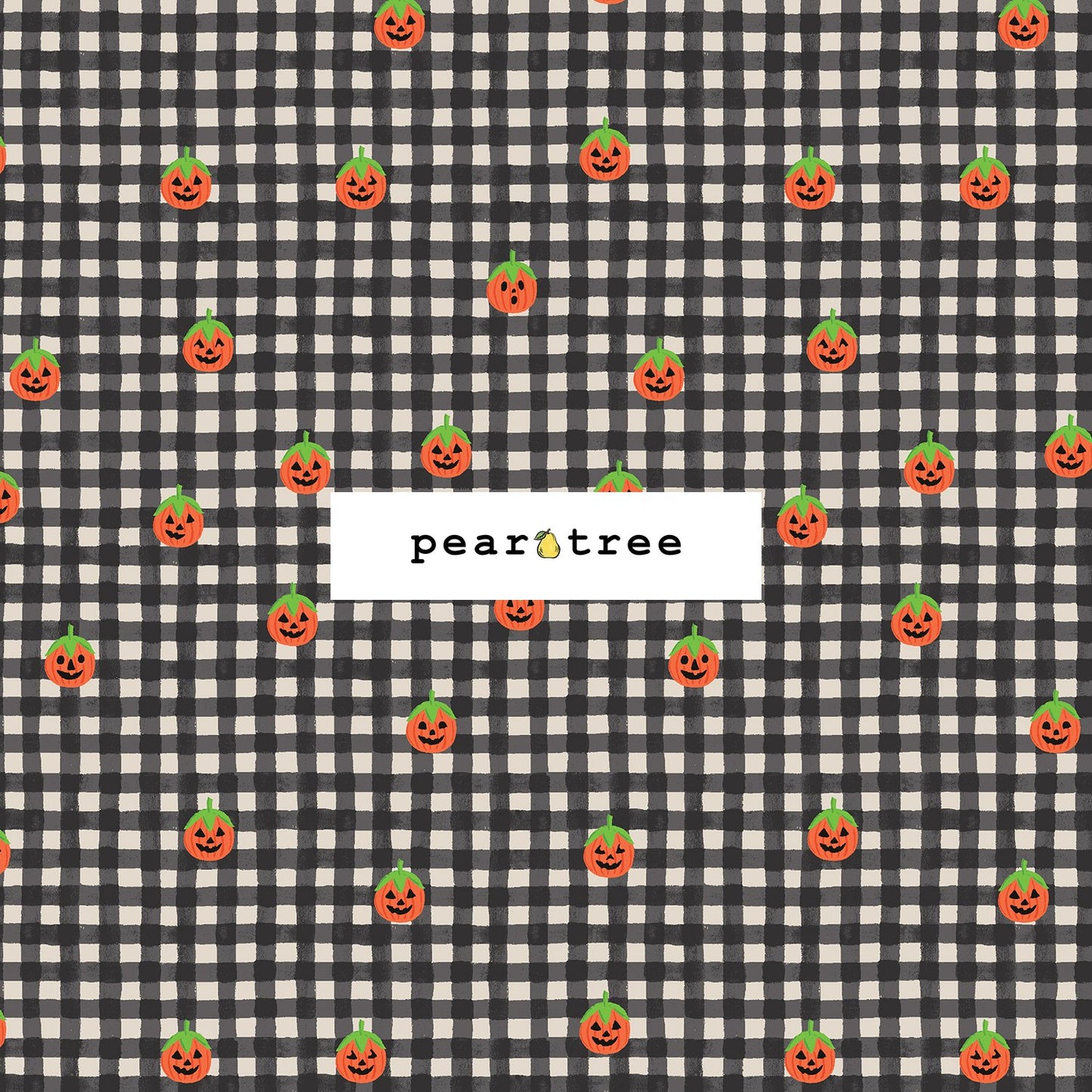 Rifle Paper Co Pumpkin Gingham - Black Fabric