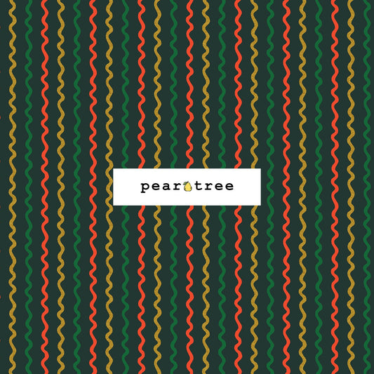 Rifle Paper Co Ribbon Stripe - Evergreen Metallic Fabric