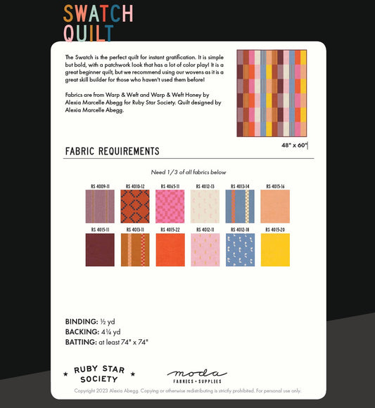 Swatch Quilt by Ruby Star Society - Free Quilting Pattern PDF Download