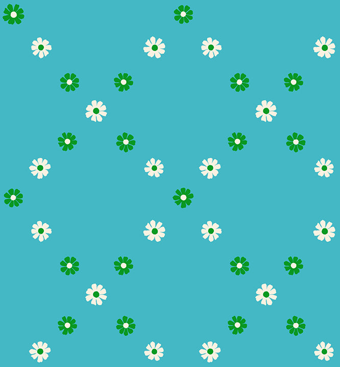 Ruby Star Society Dark Turquoise Flowers