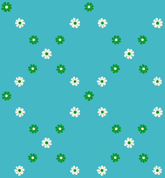 Ruby Star Society Dark Turquoise Flowers