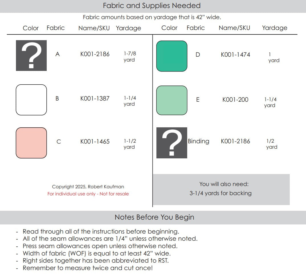 Starburst by Robert Kaufman Fabrics - Free Quilting Pattern PDF Download