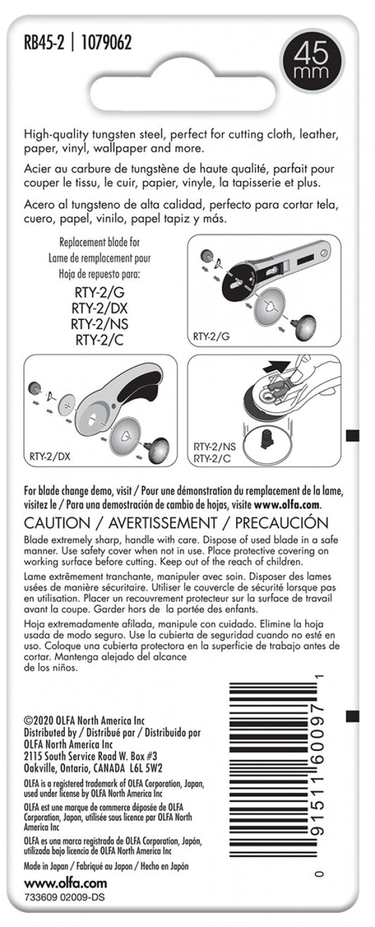 Checker 45mm Rotary Blade by Olfa