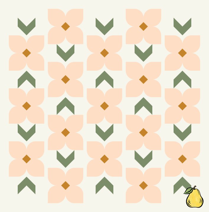 Pear Tree Market The Dogwood Throw Size Windsor Light Parfait Quilt Kit Bundle - Pattern Included