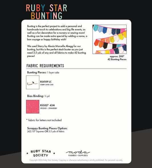 Ruby Star Bunting - FREE Bunting Pattern PDF Download