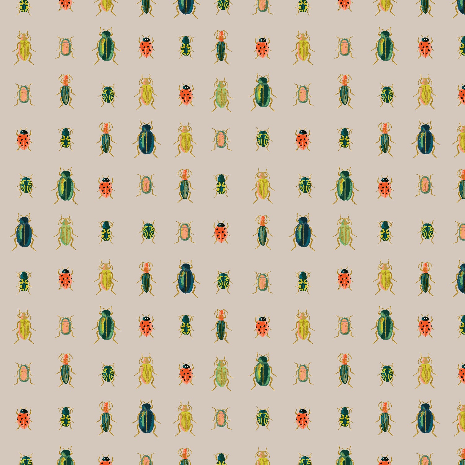 Cotton + Steel Beetles and Bugs - Khaki Metallic Fabric