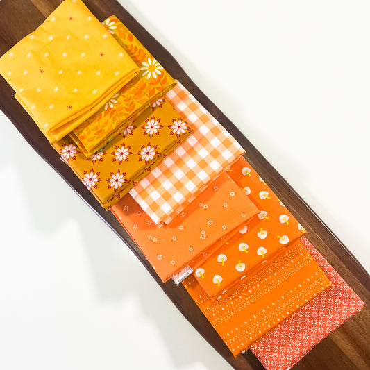 Yellow-Orange Stash Builder Fabric Bundle | 8 Pieces | Half Yard, Full Yard, and Fat Quarter Bundle Options