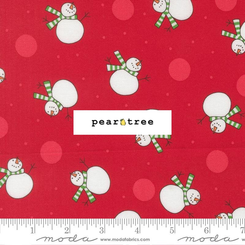 Moda Fabrics Poinsettia Red - Tossed Snowman