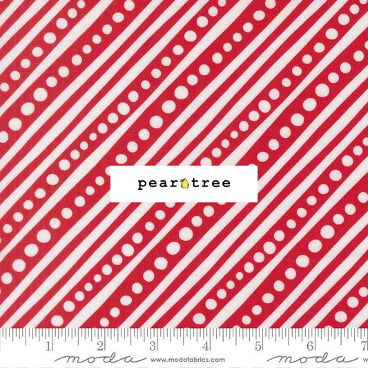 Moda Fabrics Poinsettia Red - Dotted Bias Stripe