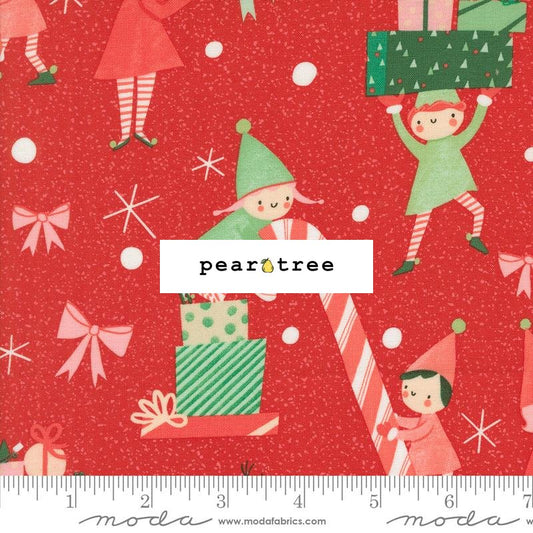 Moda Fabrics Red - Elves Novelty Christmas Presents Candy Cane