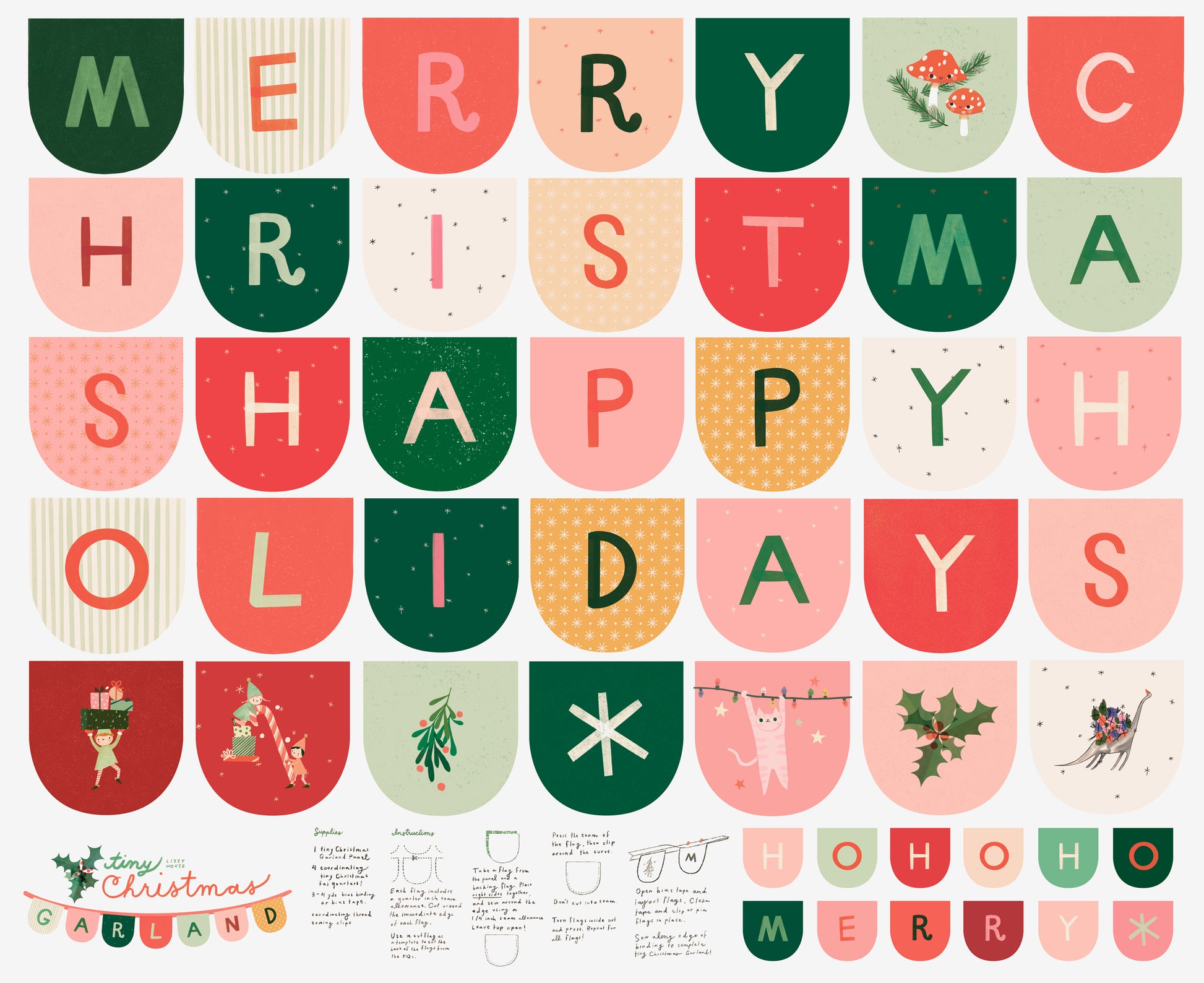 Moda Fabrics Tiny Christmas Panel - Snow