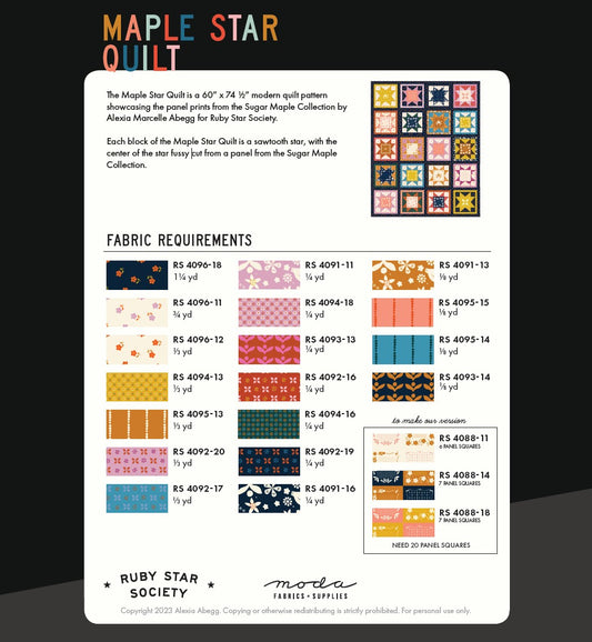 Maple Star Quilt by Ruby Star Society - Free Quilting Pattern PDF Download