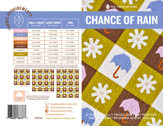 Chance Of Rain Quilt Pattern By Pen + Paper Patterns - Printed Booklet