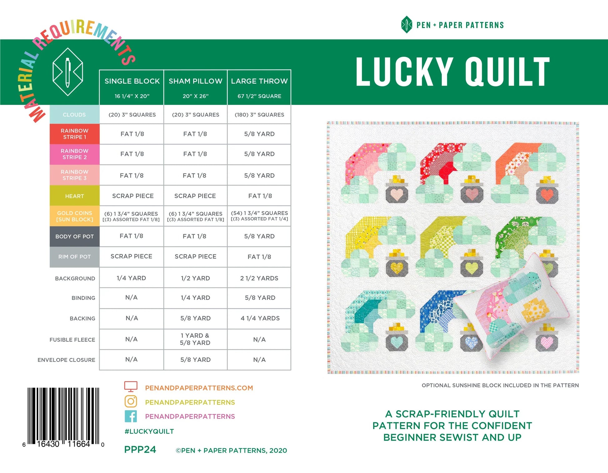 Lucky Quilt Pattern By Pen And Paper Patterns - Printed Booklet
