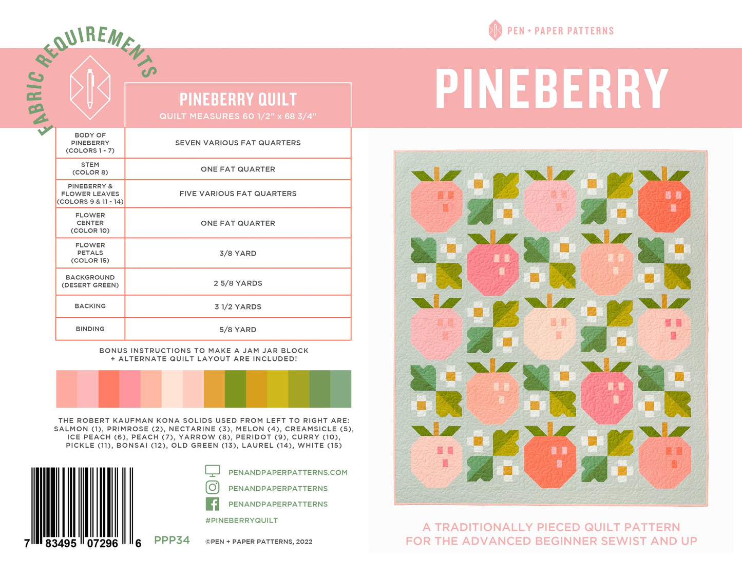 Other Pineberry Quilt Pattern by Pen + Paper Patterns - Printed Booklet