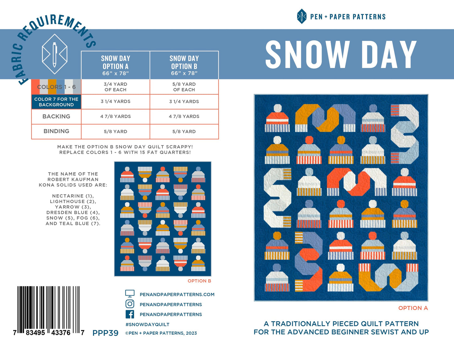 Snow Day Quilt Pattern by Pen + Paper Patterns - Printed | Quilt Patterns | Snow-Day