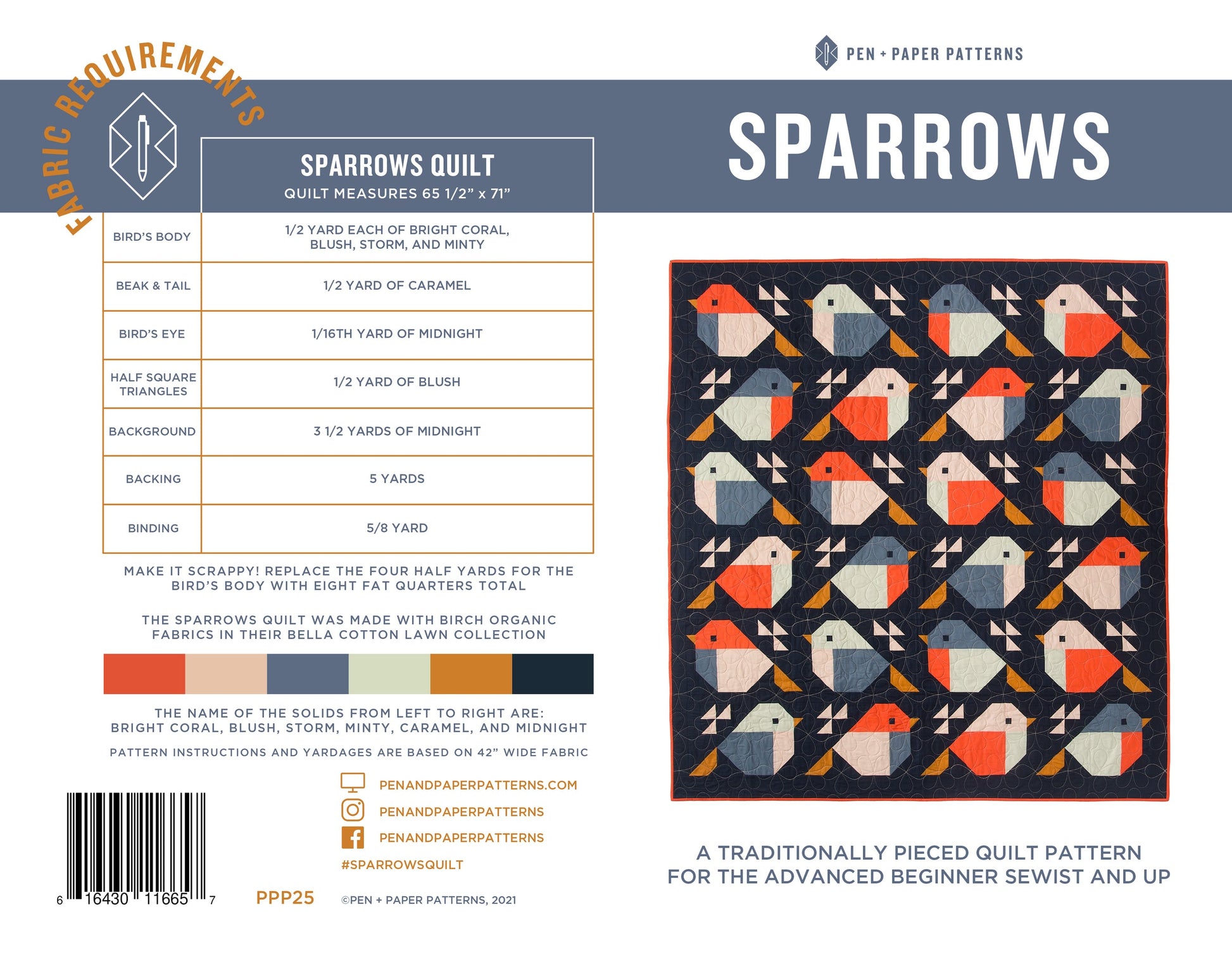 Other Sparrows Quilt Pattern by Pen + Paper Patterns - Printed Booklet