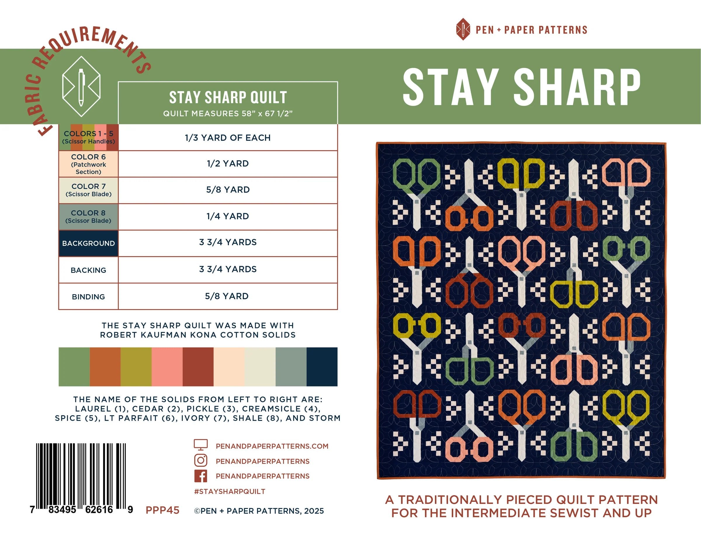 Stay Sharp Quilt Pattern By Pen And Paper Patterns - Printed Booklet by ...
