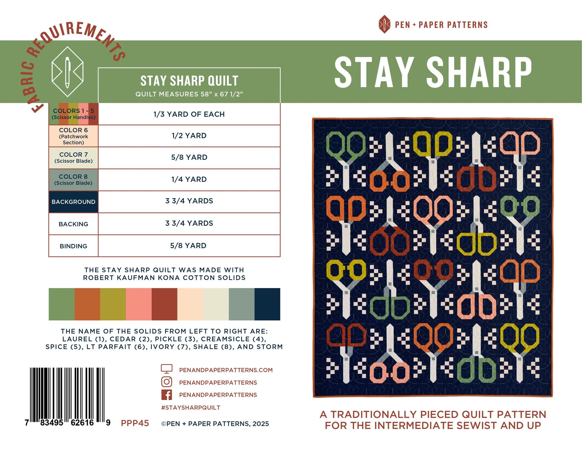 Stay Sharp Quilt Pattern By Pen And Paper Patterns - Printed Booklet
