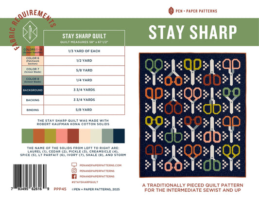 Stay Sharp Quilt Pattern By Pen And Paper Patterns - Printed Booklet