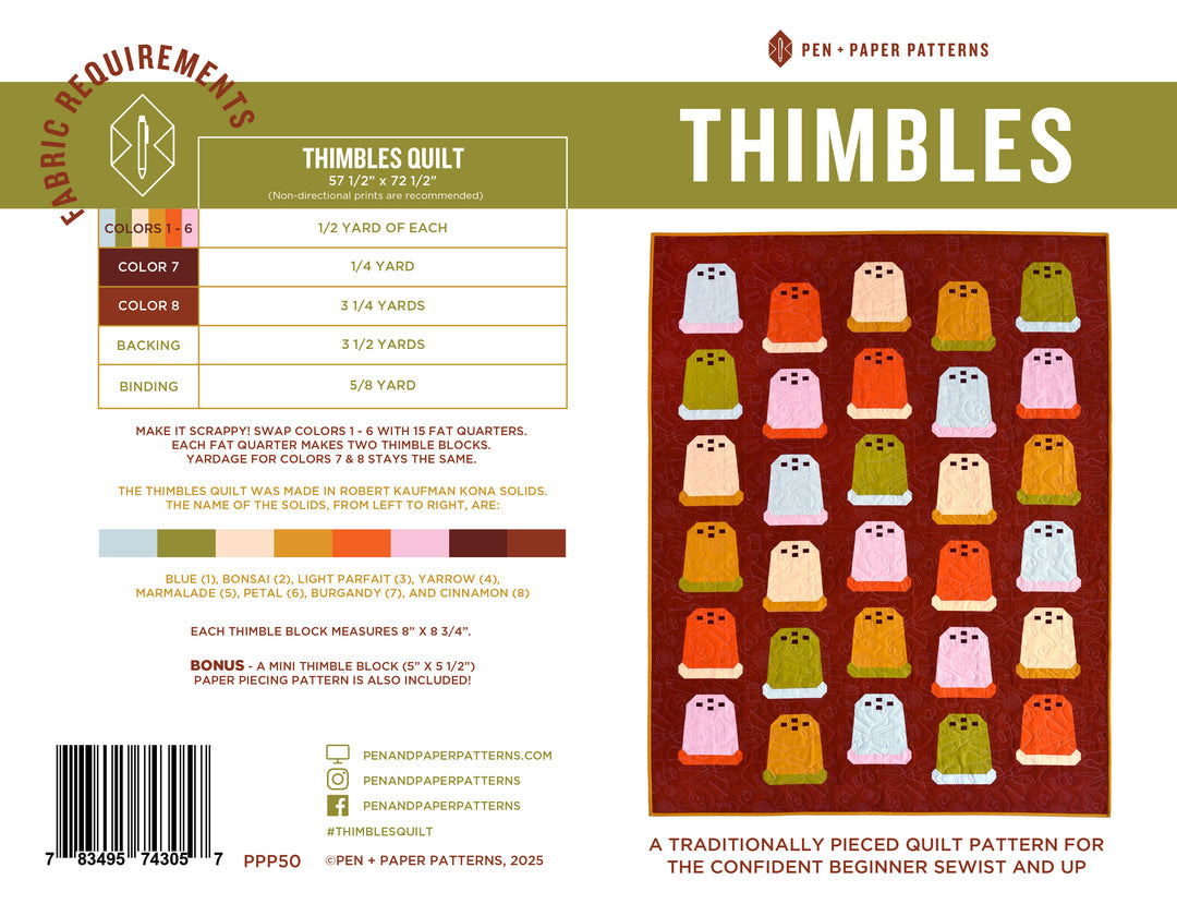 Thimbles Quilt Pattern By Pen + Paper Patterns - Printed Booklet