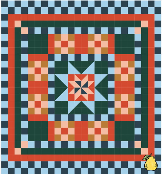 Pear Tree Market Sarah B Sews - Flower Checks -throw Size Quilt Kit Bundle - Pattern Not Included