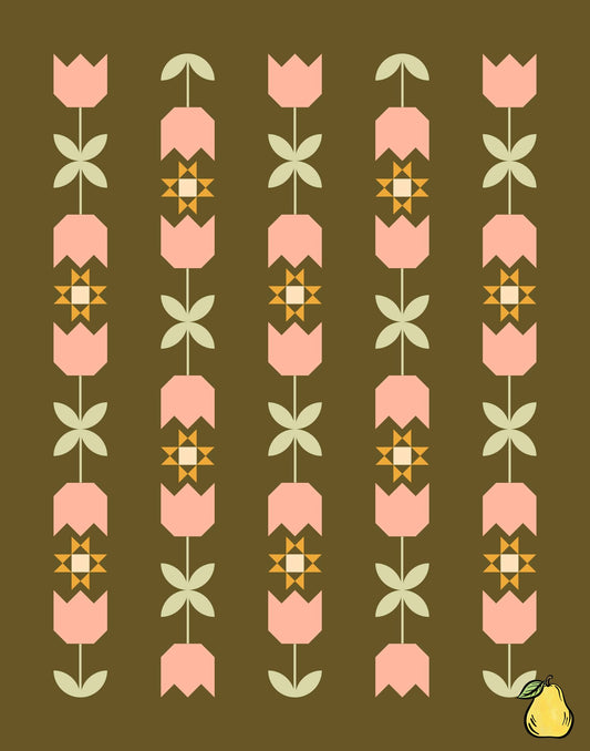 The Tulip - Cover - Throw Size Quilt Kit Bundle - Pattern Included