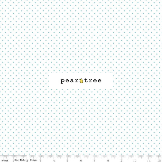 Riley Blake Designs Swiss Dot On White Aqua