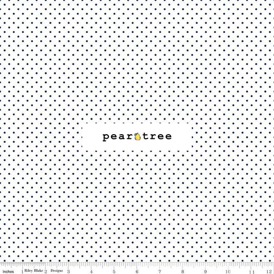 Riley Blake Designs Swiss Dot On White Navy