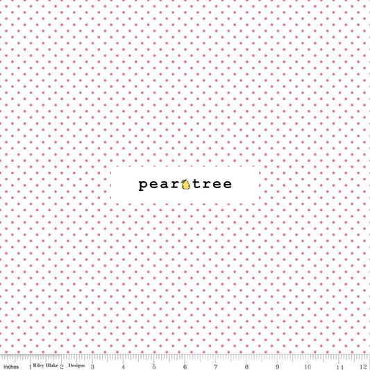 Riley Blake Designs Swiss Dot On White Hot Pink
