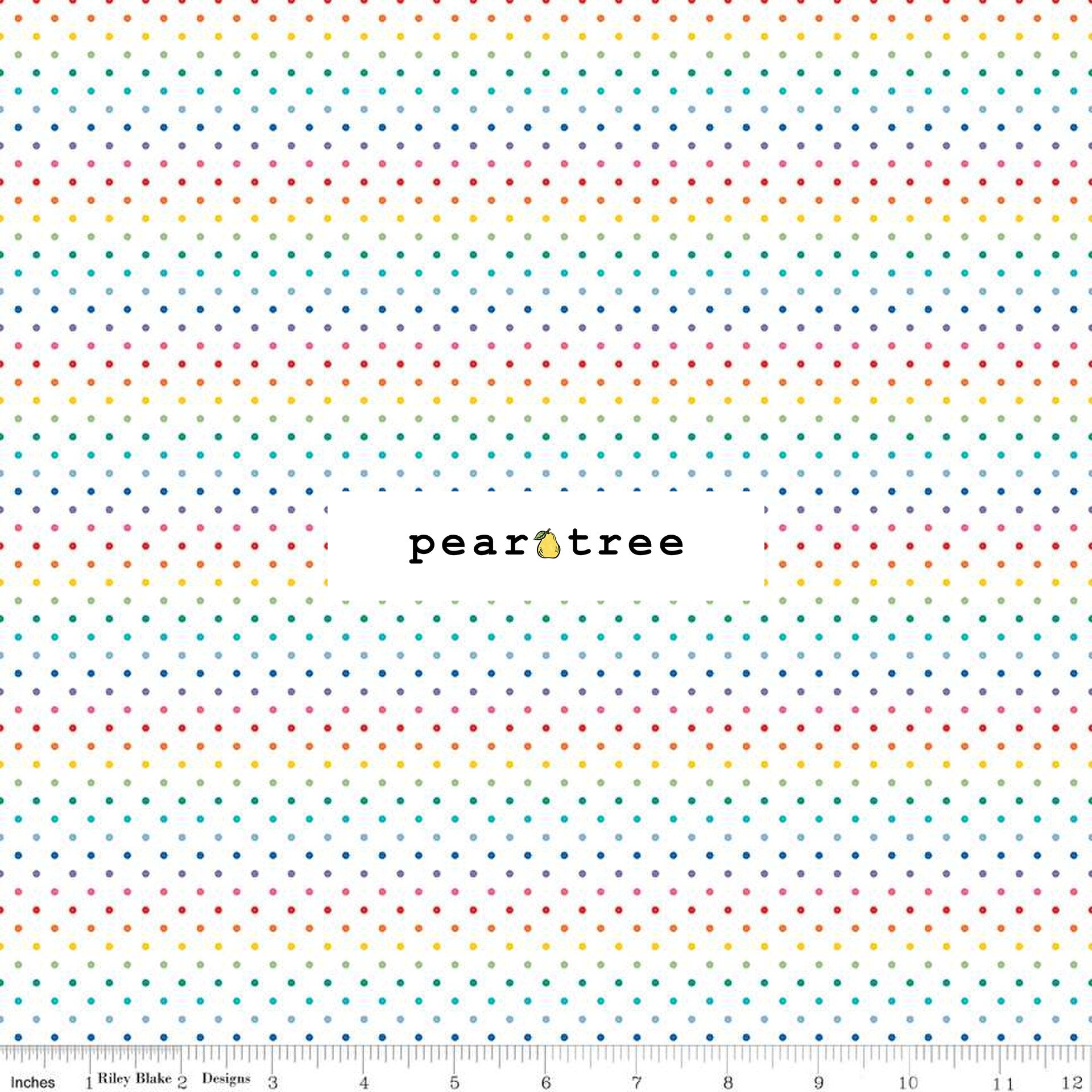 Riley Blake Designs Swiss Dot On White Rainbow