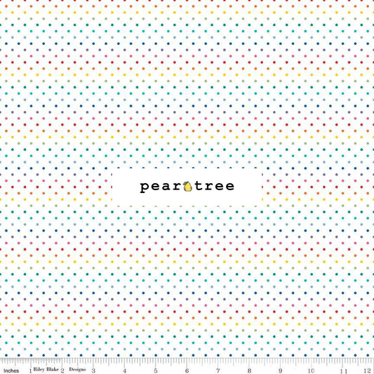 Riley Blake Designs Swiss Dot On White Rainbow