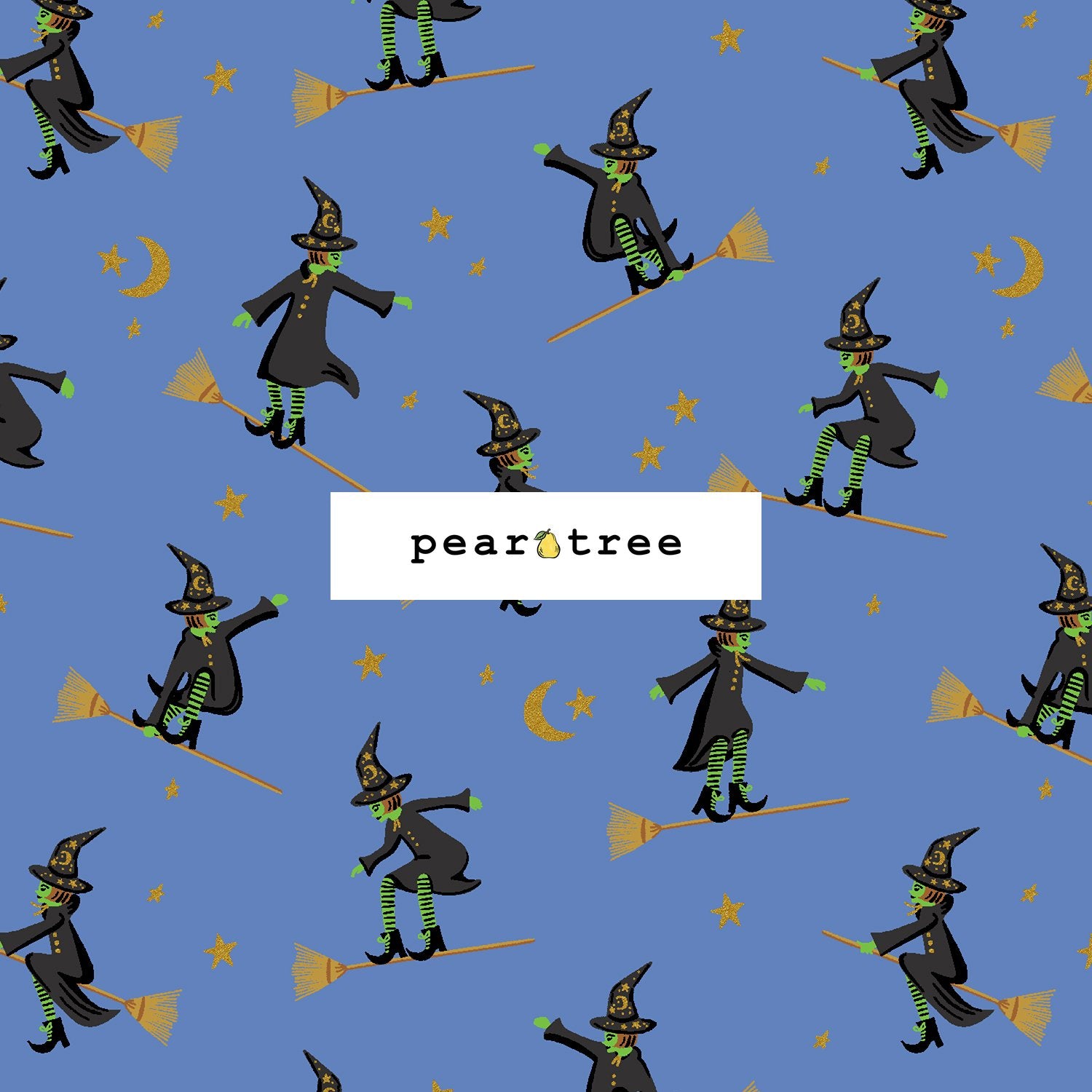 Rifle Paper Co Wicked Witches - Blue Metallic Fabric