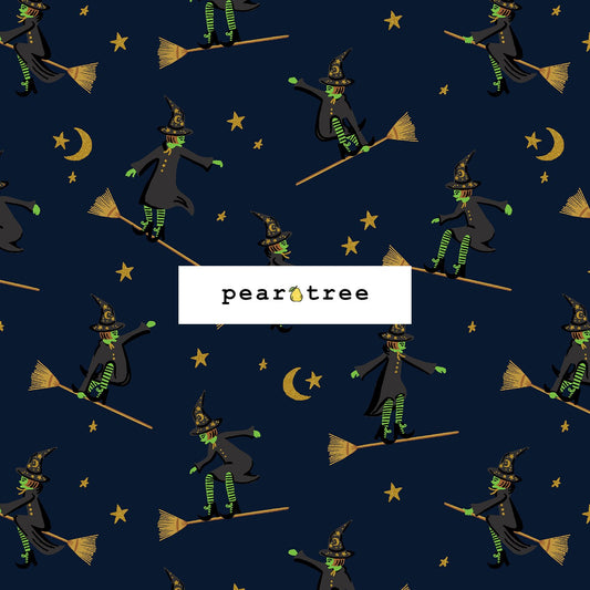 Rifle Paper Co Wicked Witches - Navy Metallic Fabric