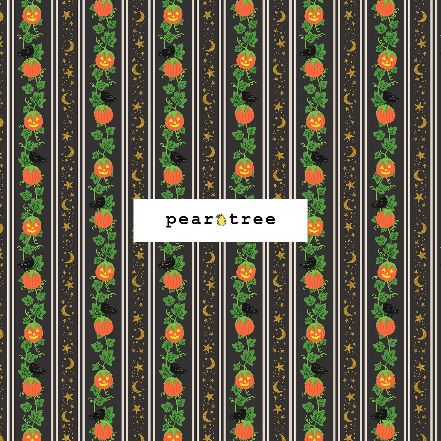 Rifle Paper Co Pumpkin Patch - Black Metallic Fabric