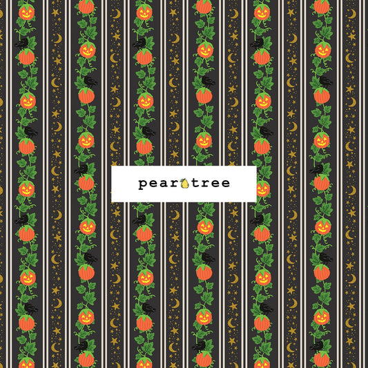 Rifle Paper Co Pumpkin Patch - Black Metallic Fabric